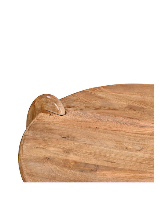 Round Central Coffee Table Earten Made of Solid Wood Natural Shade W80xL80xH40cm
