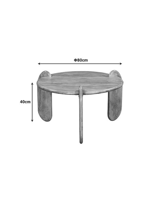 Round Central Coffee Table Earten Made of Solid Wood Natural Shade W80xL80xH40cm