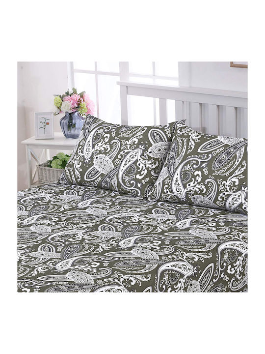 Casa Colori Sheet Double with Elastic 140x200+30cm. Paisly Brown Paisley