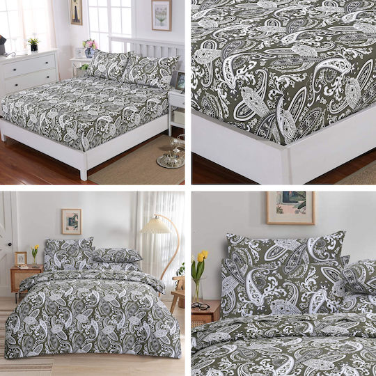 Casa Colori Sheet Sets Double with Elastic 140x200+30cm. Paisly Brown Paisley 4pcs