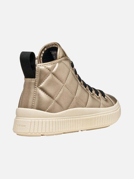 Laquinny Leather Kids Ankle Boots with Zipper Gold