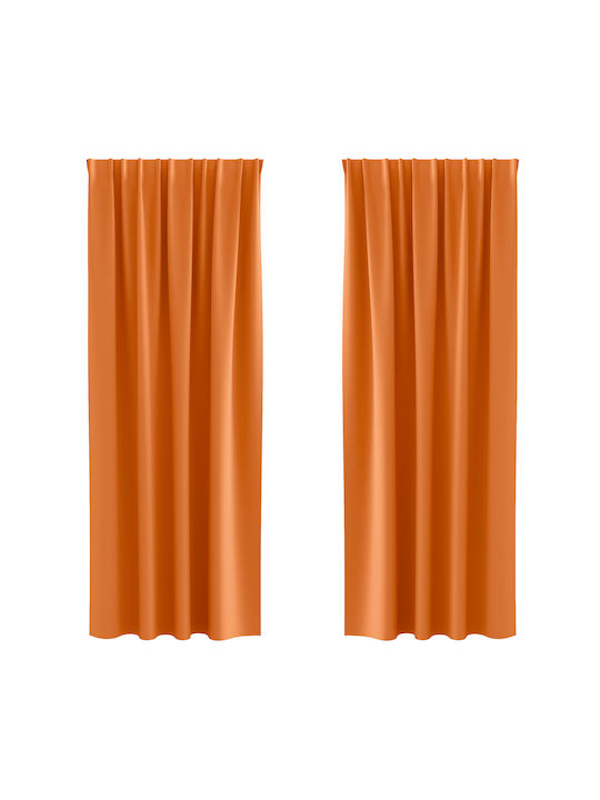 vidaXL Set Curtains Blackout Window with Tab Top Orange 140x260cm