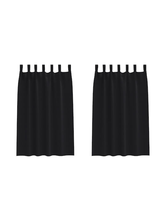 vidaXL Blackout Window Curtain Set with Tab Top Black 140x175cm