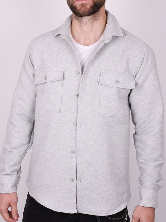 Long-sleeved Shirt in Wide Line Gray