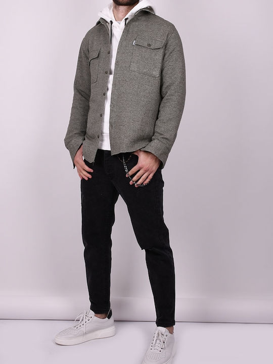 Long-sleeved Shirt in Wide Line Khaki