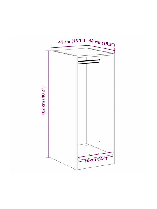 Wand Wohnzimmer Vitrine aus Spanplatte Schwarze Eiche 41x48x102cm