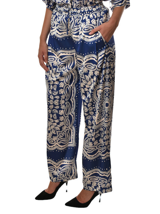 Dama Tesatura Pantaloni cu Elastic Blue