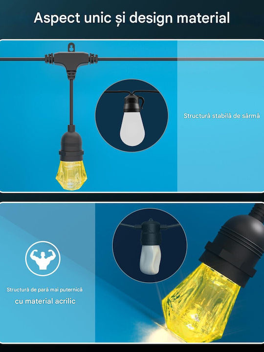 Luminiță Garland LED Rezistentă La Apă 12m cu 12 Becuri Luminiță Garland LED Rezistentă La Apă 12m cu 12 Becuri