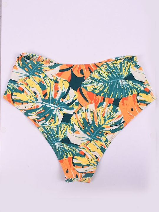 Set Bikini Hohe Taille Blumen Gelb