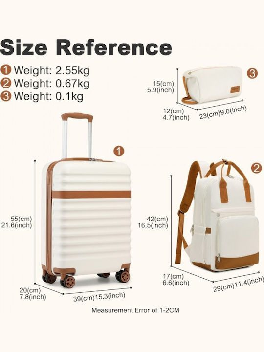 Miss Lulu Reise Koffer Hart Creme Und Braun Mit 4 Räder Set 3 Stück