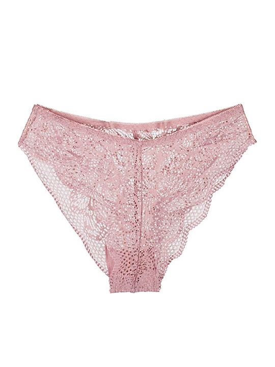 Siya Miting Δαντελένιο Σετ Εσωρούχων Bralette με Slip Ροζ