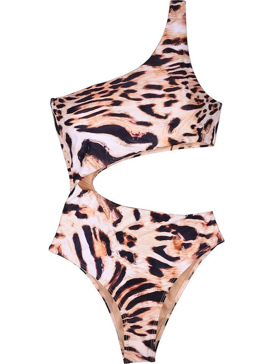 Ολόσωμο Μαγιό με Ανοίγματα Animal Print Multicolour