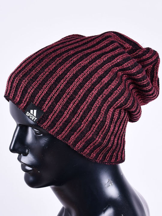 Beanie Ανδρικός Fleece Σκούφος Πλεκτός σε Μπορντό χρώμα