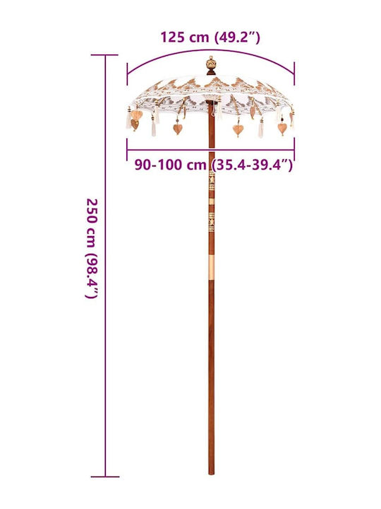 Umbrelă Rotundă Din Lemn Bej Φ2.6xÎ2.6m