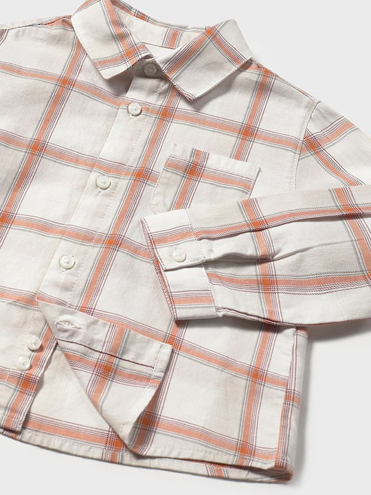 Kids Checked Shirt Long Sleeve Pumpkin