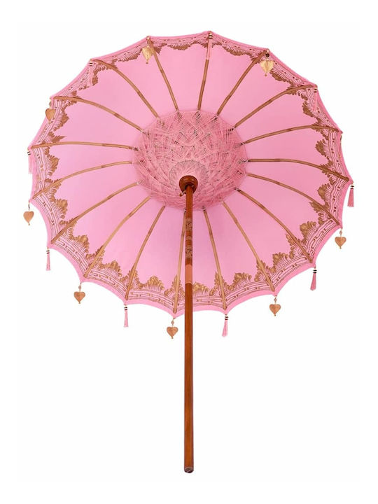 Round Wooden Pink Garden & Terrace Parasol Φ2.6xH2.6m