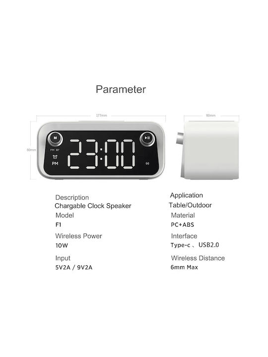 Ceas Digital de Masă cu Alarmă, Radio și Încărcare Wireless