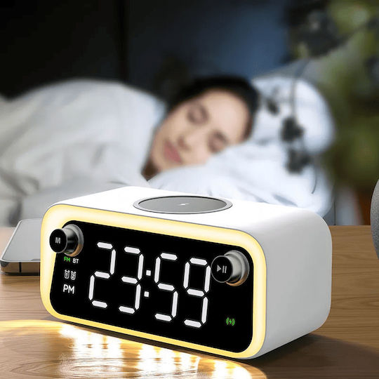 Ceas De Masă Digital Led Cu Ceas Deșteptător Radio Și Încărcare Wireless