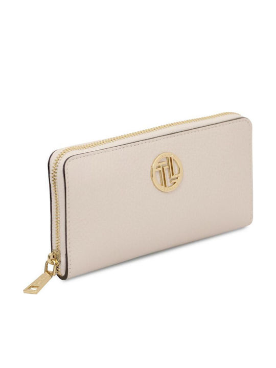 Groß Leder Damen Geldbörse Klassisch Beige