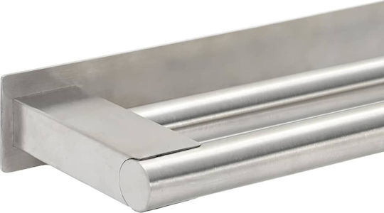 vidaXL Стелаж Баня Единична Подов със закопчалка за обръч и примка ​40x9см Inox Сребрист