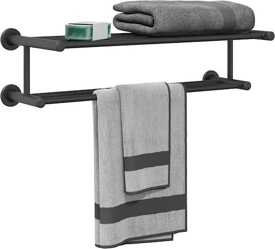 vidaXL Single Wall-Mounted Bathroom Shelf Unit ​61x23cm Inox Black