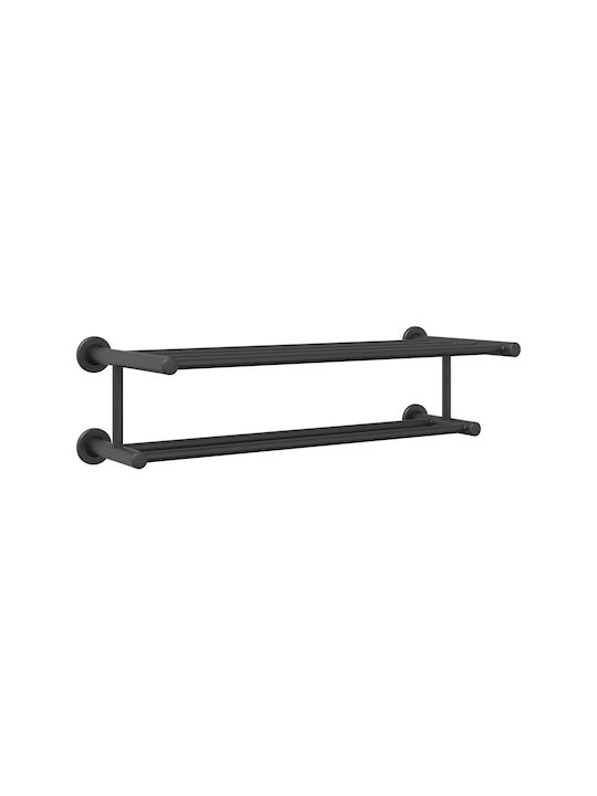 vidaXL Single Wall-Mounted Bathroom Shelf Unit ​61x23cm Inox Black