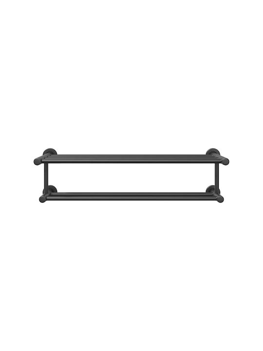 vidaXL Single Wall-Mounted Bathroom Shelf Unit ​61x23cm Inox Black