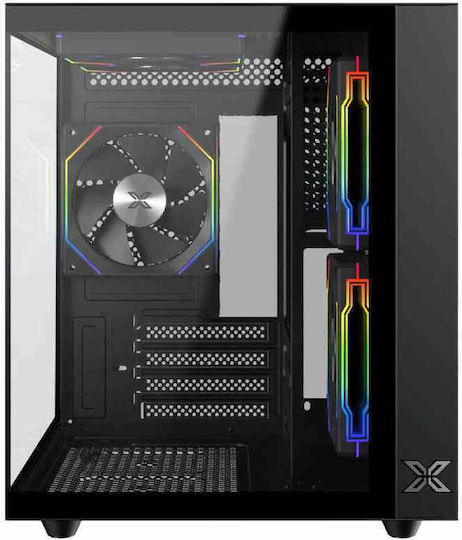 Xigmatek Aqua M Lite Gaming Mini-Turm Computergehäuse mit Seitenfenster und ARGB-Beleuchtung Schwarz