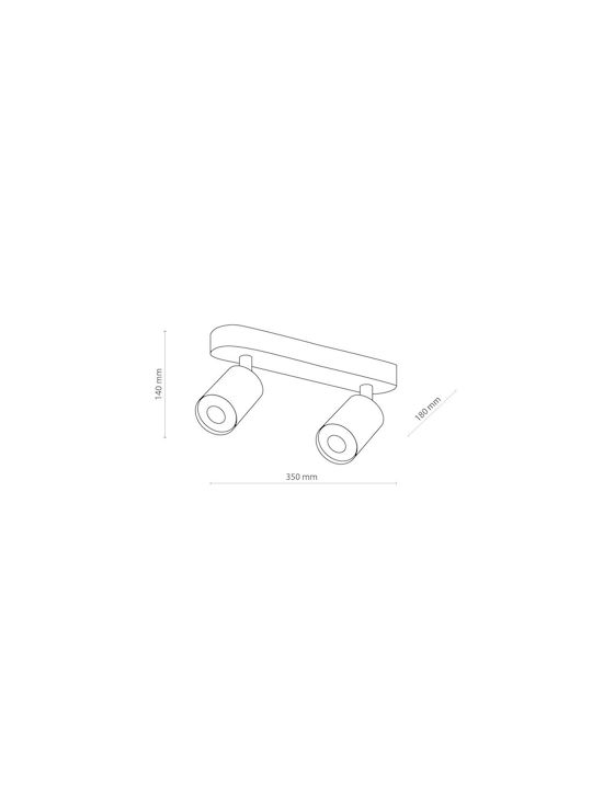 TK Lighting Double Spot with Socket GU10 in Black Color