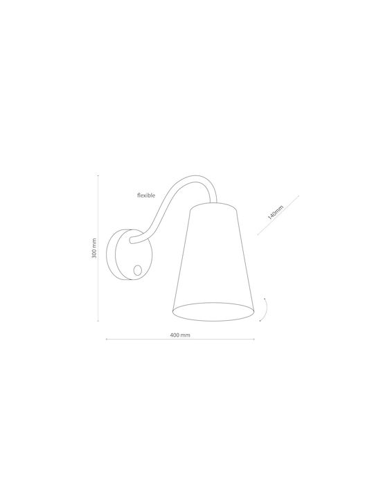 TK Lighting Wire Modern Lamp Wall with Socket E27 White 62x13cm