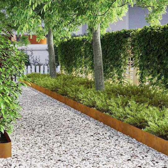 vidaXL Bordură de Grădină din Metal în Culoarea Maro 15cm x 4.5m