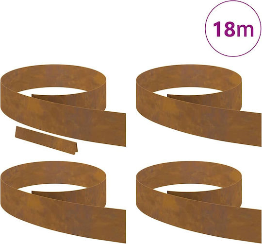 vidaXL Bordură de Grădină din Metal în Culoarea Maro 15cm x 4.5m