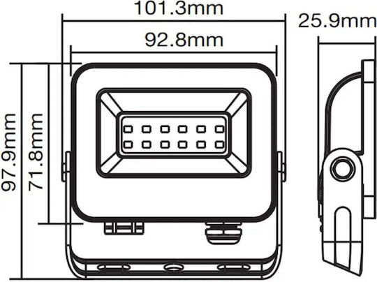 Vito Στεγανός Προβολέας LED 10W Πράσινο IP65