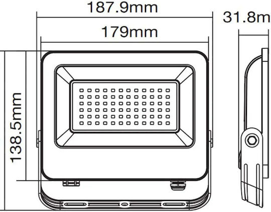 Vito Αδιάβροχος LED Προβολέας 50W Студено бяло 6000К IP65