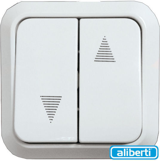 Aliberti Siros 575 Recessed Wall Switch Rolling Shutters One-Way with Frame White