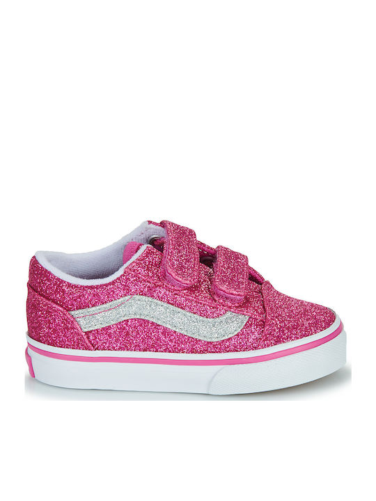 Old Skool V Kids Sneakers with Hook & Loop Closure Pink
