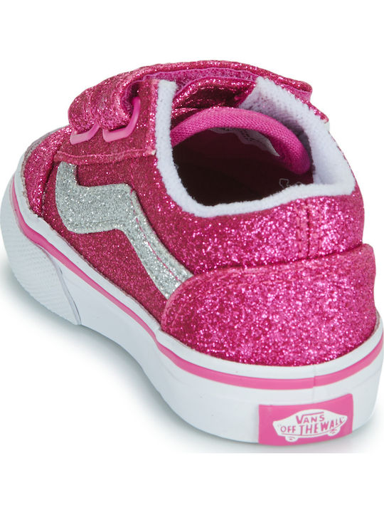 Old Skool V Kids Sneakers with Hook & Loop Closure Pink