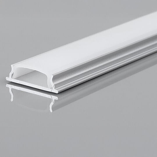 Eurolamp Εξωτερικό Προφίλ Αλουμινίου Ταινίας LED με Οπάλ Κάλυμμα 200x1x1εκ.