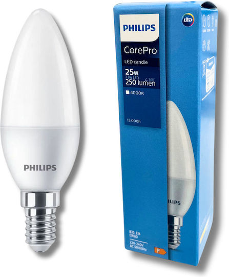 Philips Corepro Λάμπα LED 2.8W για Ντουί E14 και Σχήμα B35 Φυσικό Λευκό
