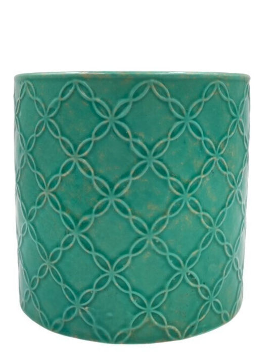 Planter Ceramic Turquoise 14x14x13cm.
