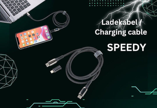 Troika Regular Cablu USB la Type-C cu mai multe porturi Negru 1m (CBL10)