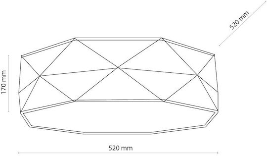 TK Lighting Kantoor Ceiling Mount Light 52cm Black with Socket E27