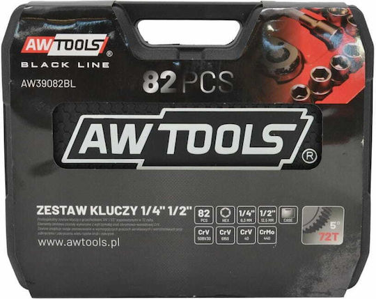 AWTools Ratschen- & Steckschlüssel-Sets 1\4" & 1\2" 82Stück