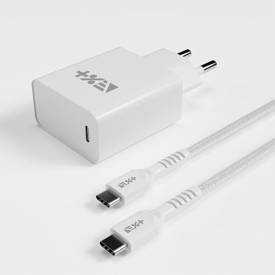 Next One Φορτιστής με Θύρα USB-C και Καλώδιο USB-C - USB-C 20W Power Delivery Λευκός