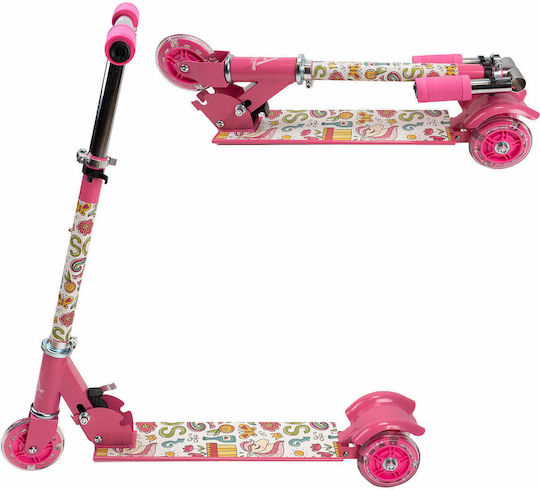 Action One Kids 3-wheel Scooter Flowers Unicorns Pink