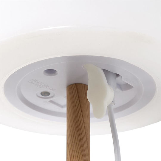The Home Deco Factory Wood Table Lamp LED with White Shade and Base
