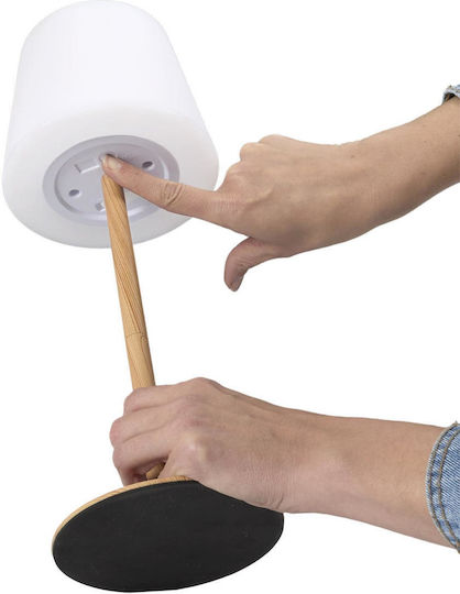 The Home Deco Factory Wood Table Lamp LED with White Shade and Base