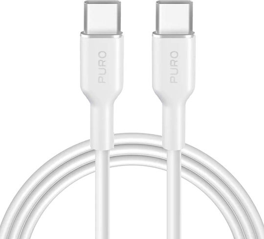 Puro Icon Soft USB 2.0 Cable USB-C male - USB-C 60W Λευκό 1.5m
