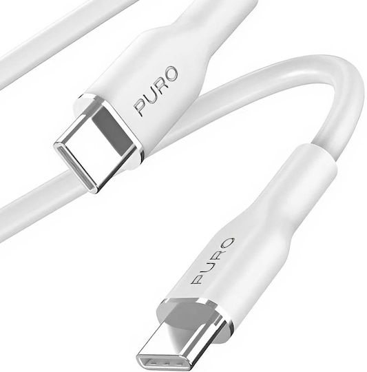 Puro Icon Soft USB 2.0 Cable USB-C male - USB-C 60W Λευκό 1.5m