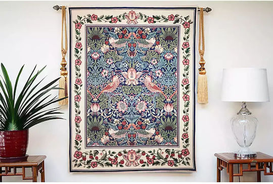 Signare Ταπισερί Τοίχου 109x139cm – William Morris Strawberry Thief Blue